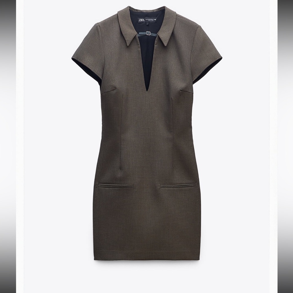 Zara short brown check dress xs